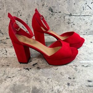 BAMBOO Red Block Heels … sz 9